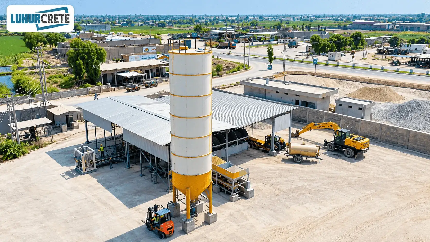 Concrete batching plant with cement silo at Luhur Crete