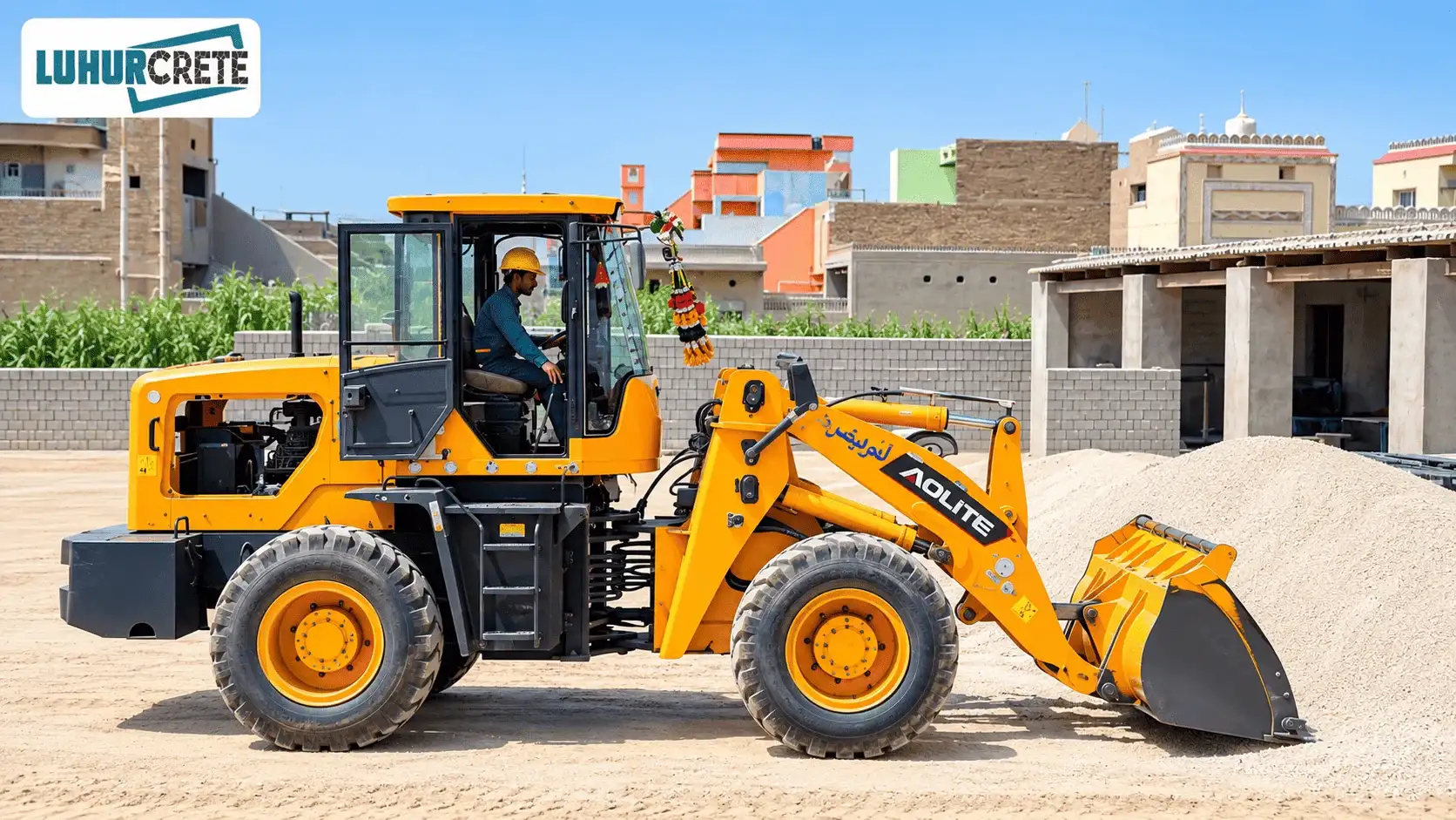 Aolite wheel loader handling aggregate material at Luhur Crete yard