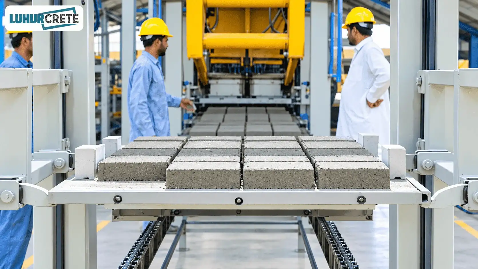 Automatic concrete block machine and conveyor inspection at Luhur Crete plant