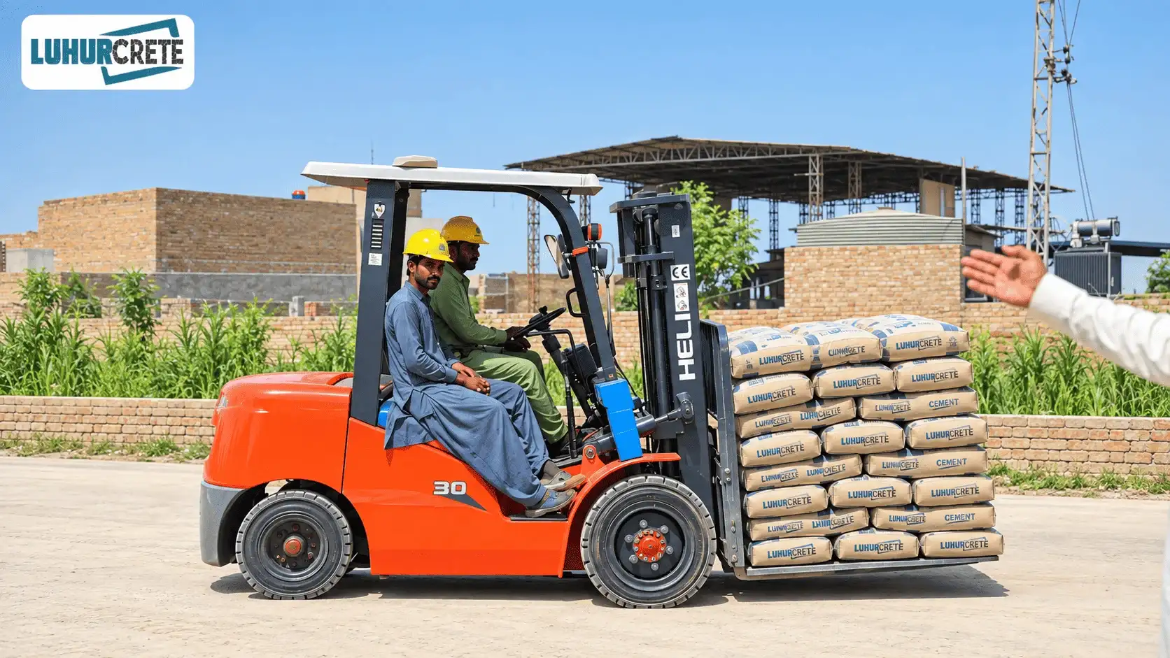 Forklift transporting pallet at Luhur Crete site