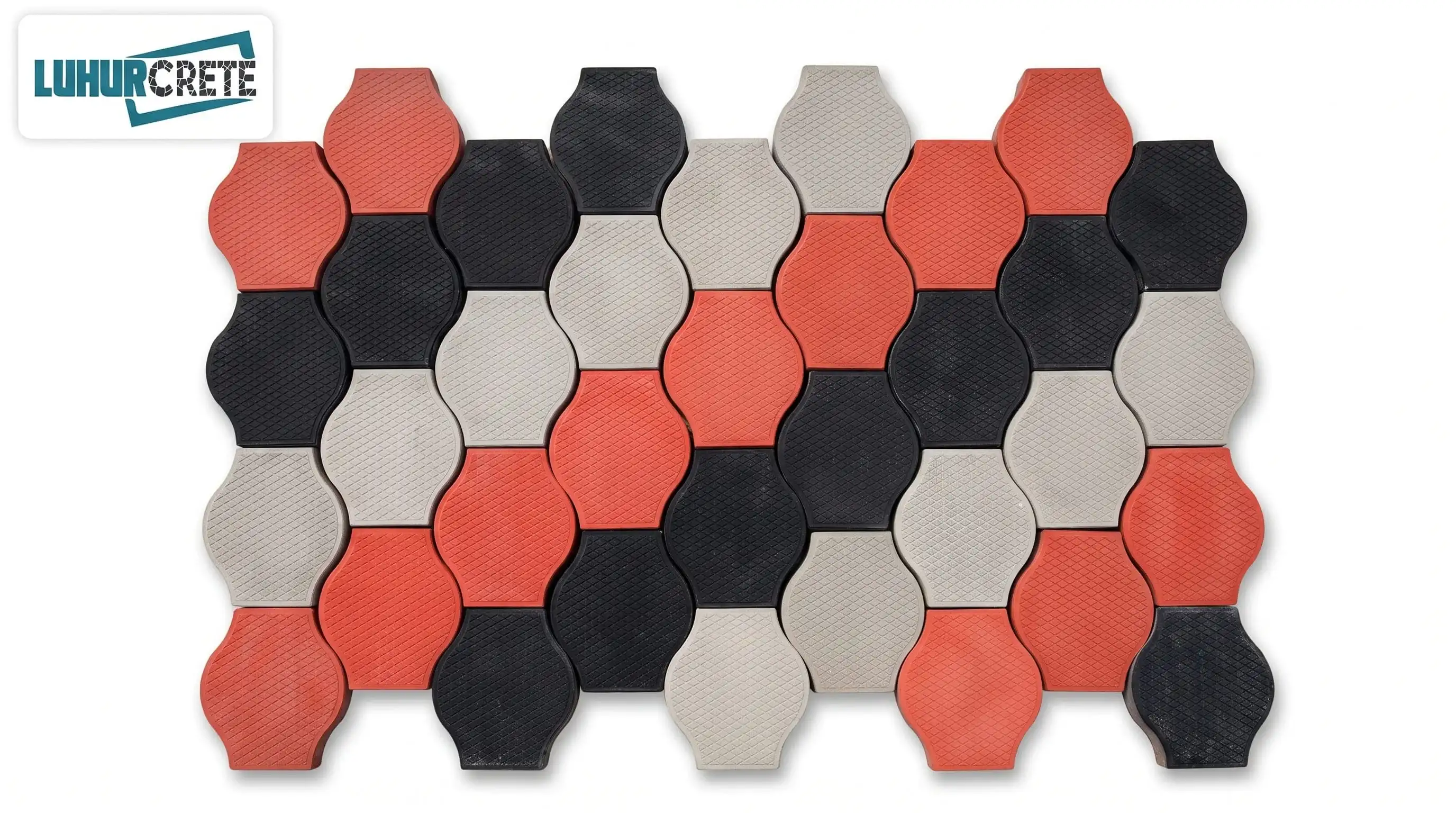 Double wave interlocking tuff paver installed in pattern